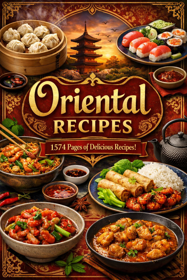 Oriental Recipes ebook cover - 1574 pages of delicious recipes